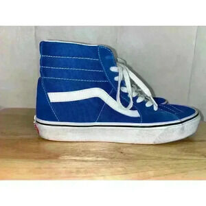 VANS Skate SK8-HI Blue and White‎ High Top Suede Canvas Shoes Size M 9.5/ W 11